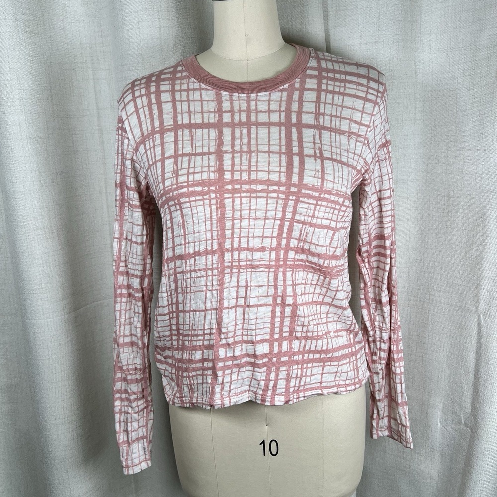 ATM Crosshatch Slub Jersey Long Sleeve Crop Tee Crewneck Faded Rosewood Small